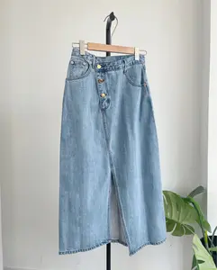 Custom new design Fashion Ladies dress Wholesale Long Jean women washed Denim Skirts