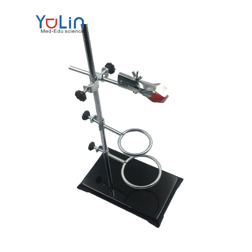 Chemical Lab Combine Stand Set with Support Stand Retort Rings Clamps Rods Base Connected for Chemistry Experiment