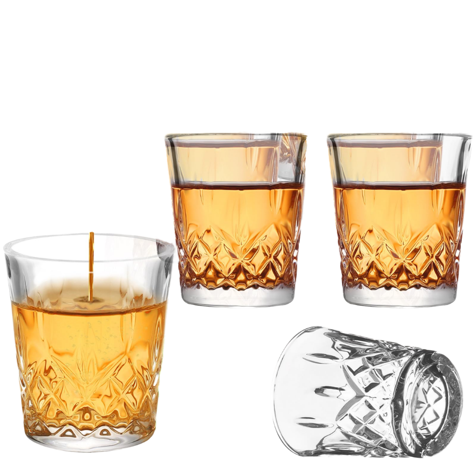 Verre à whisky Old Fashioné épais, gaufré avec un motif de diamant clair