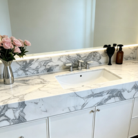 Ensembles de meubles-lavabos de salle de bain de luxe en bois de noyer avec vasque intégrée et miroir LED encadré pour la maison (OEM/ODM)