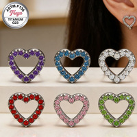 Freya Heart Shape Korean Zircon Conch Titanium Fashion Stud Earrings for Wedding Wholesale Titanium Labret Piercing Jewelry
