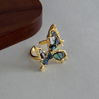Bagues Papillon en Laiton Plaqué Or 18K, Motif Coquille Fritillaire et Bulbe, Bijoux Unisexe Mignons, Cadeau, Vente en Gros