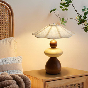 2026 Middeleeuwse houten tafellamp met knopschakelaar voor slaapkamer, nachtkastje, studie, lezen, Scandinavische woonkamer, decoratieve sfeer - Product Image 4