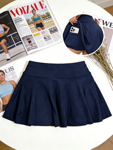 4-Piece Women's Casual Summer Sports Skirt Set with Pockets Regular Waist A-Line Design Milk Fiber Comfortable Knitted - Product Image 1