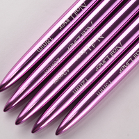 Set de 6 Pinceles de Gel Metálicos Púrpura de Lujo para Arte de Uñas, con Mango Metálico Profesional, para Diseño, Pintura y Dibujo DIY
