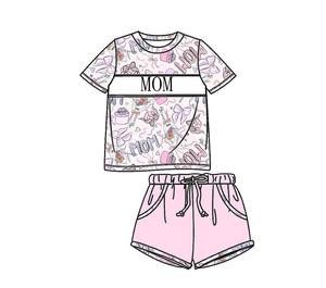 Set di <span class=keywords><strong>Abbigliamento</strong></span> per Ragazze con Motivo <span class=keywords><strong>Mamma</strong></span> per la Festa della <span class=keywords><strong>Mamma</strong></span>, Outfit Boutique Smock Fatto a Mano, Maniche Corte, Alta Qualità - Product Image 1