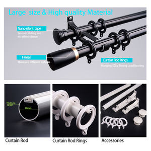 IKSUN Ensemble de tringle à rideaux double pour plafond noir extra long à montage intérieur Cafe Home Hardware - Product Image 3