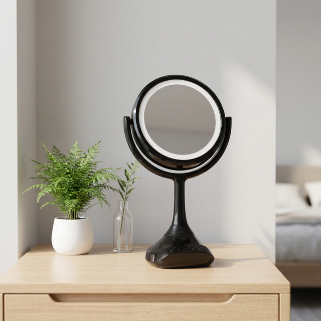 Smart Makeup Mirror with Bluetooth Speaker Touch Control LED Vanity Mirror with Dimmable Lighting Personalized Music for Home