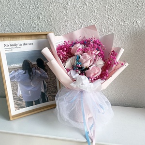 Nouvelle Offre Spéciale 6 roses séchées bébé respiration bouquet petite amie saint valentin cadeau savon Bouquet/fête des mères Bouquet - Product Image 1