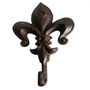 Large ANTIQUE Style Fleur de lis wrought Cast IRON Victorian hat coat RACK Hook Clothing Vintage Factory Price Hooks Rails