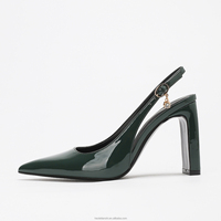 Vente en gros d'usine - Escarpins élégants pour femmes en cuir verni, à bout pointu, mode été, 9,5 cm, avec bordure dorée