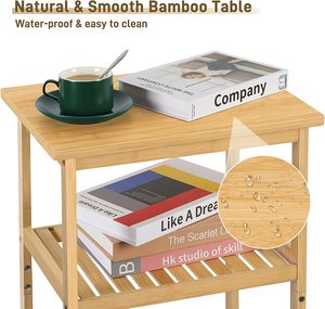 อเนกประสงค์โต๊ะปลายไม้ไผ่ขาตั้งโต๊ะข้างเตียง Nightstand สําหรับห้องนอนสํานักงานชุด 2 ชิ้น - Product Image 4