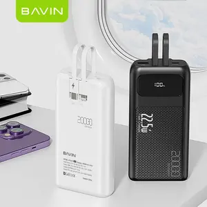 BAVIN 20000mAh PD 20W PC plástico 007 pro teléfono móvil banco de energía portátil con cable de carga tipo C