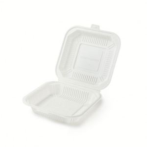 Boîte repas jetable à charnière en amidon de maïs pour animaux de compagnie, petite, ronde, pour micro-ondes, blanche/noire, 4 compartiments, 12 oz - Product Image 2