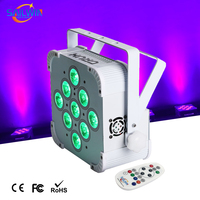 Projecteur de scène LED 9x18W à piles avec flight case de chargement, RGBAW UV sans fil, pour fêtes - Stock USA