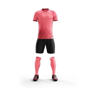ملابس وردية اللون كلاسيكية طقم كرة قدم مخصص قميص كرة قدم أبيض بدون شعار
