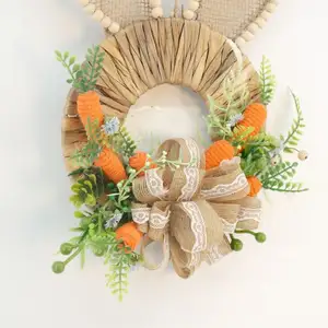 Easter Bunny Wreath Home Wall Art Decoration Hand Woven Water Gourd Grass Wreath Spring Decoration Gift
