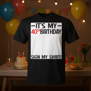 T-shirt con scritta "È il mio 40° compleanno", t-shirt per adulti, unisex, nera - Product Image 3