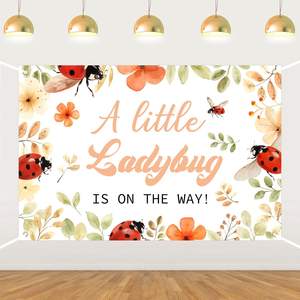 Fondo Fotográfico de Mariquita <span class=keywords><strong>en</strong></span> Camino, Fondo de Cumpleaños, Banner para Mesa de Pastel, Personalizable - Product Image 2