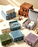 Boîte cadeau rigide simple et écologique, recyclable et réutilisable, avec rangement multi-compartiments intégré pour bijoux et coffret de parfums