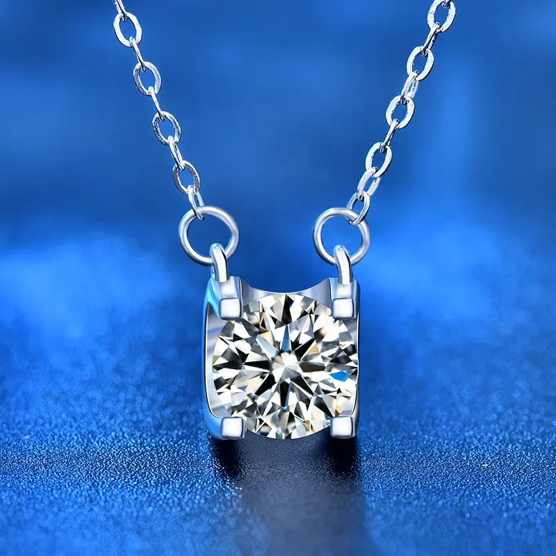Moissanite colar de prata esterlina 925, joia feminina, formato redondo, pingente de moissanite, colar de diamante