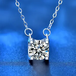 Муассанит ожерелье 925 стерлингового серебра ювелирные изделия для женщин круглой формы ювелирные изделия Кулон Синтетический бриллиант ожерелье