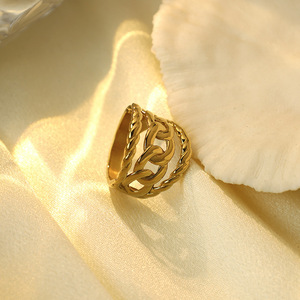 Women's Gold Plated Chain <b>Ring</b> <b>Titanium</b> Steel Geometric Design Gift Jewelry - Product Image 1