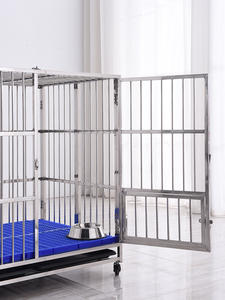 Caja plegable para perros de acero inoxidable de alta calidad con perrera para mascotas de patrón sólido que incluye palé de bandeja de plástico - Product Image 6