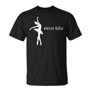 Camiseta gráfica Swan Lake Ballet Ballerina para adultos, unisex, negra - Product Image 1