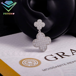 ต่างหูแฟชั่นรูปใบไม้ ชุบทอง เงินแท้ 925  ใบรับรอง GAR เพชรโมอิสซาไนต์ VVS ผ่านการทดสอบเพชร ของขวัญ - Product Image 4