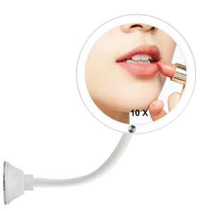 Rotación ajustable de 360 grados, <span class=keywords><strong>aumento</strong></span> de 10x, <span class=keywords><strong>espejo</strong></span> de maquillaje de <span class=keywords><strong>baño</strong></span> montado en la pared con luz LED y <span class=keywords><strong>ventosa</strong></span> de cuello de ganso - Product Image 4