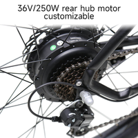 Vélo de montagne électrique TXED 27,5 pouces, moteur arrière sans balais 250W, batterie au lithium 13Ah, fourche à suspension 7 vitesses, frein à disque, vélo électrique