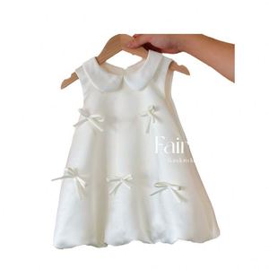 White Graduation Dress - Kids Formal Gown with Lace & Bow White Graduation Dress - Kids Formal Gown with Lace & Bow