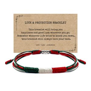 Pulsera de cuentas de plata de cadena colorida multicapa de moda cordón tejido hecho a mano ajustable España México Alemania EE. UU. Pulseras con bandera - Product Image 4