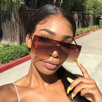 Oversized Bruine Zonnebril Vrouwen Retro Vintage Zonnebril Luxe Merk Randloze Brillen Oculos De Sol Feminino Big Shades