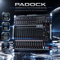 PADOCK Console de mixage numérique professionnelle 12 canaux - 99 effets DSP avec Bluetooth-MG-16
