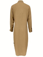 Robe ODM élégante pour femme, coupe ajustée, taille empire, col mandarin, avec fente avant et bouton unique, collection Printemps