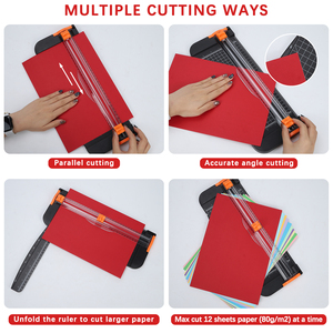 Taglierina per Carta A4 con Capacità di 12 Fogli e Righello Angolare, Trimmer di Precisione Multifunzione per Ufficio e Fai-<span class=keywords><strong>da</strong></span>-Te - Product Image 4