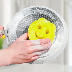 Esponja de limpieza suave de alta espuma con <span class=keywords><strong>cara</strong></span> <span class=keywords><strong>sonriente</strong></span> al por mayor, depurador de cocina para platos y utensilios de cocina de uso doméstico - Product Image 5