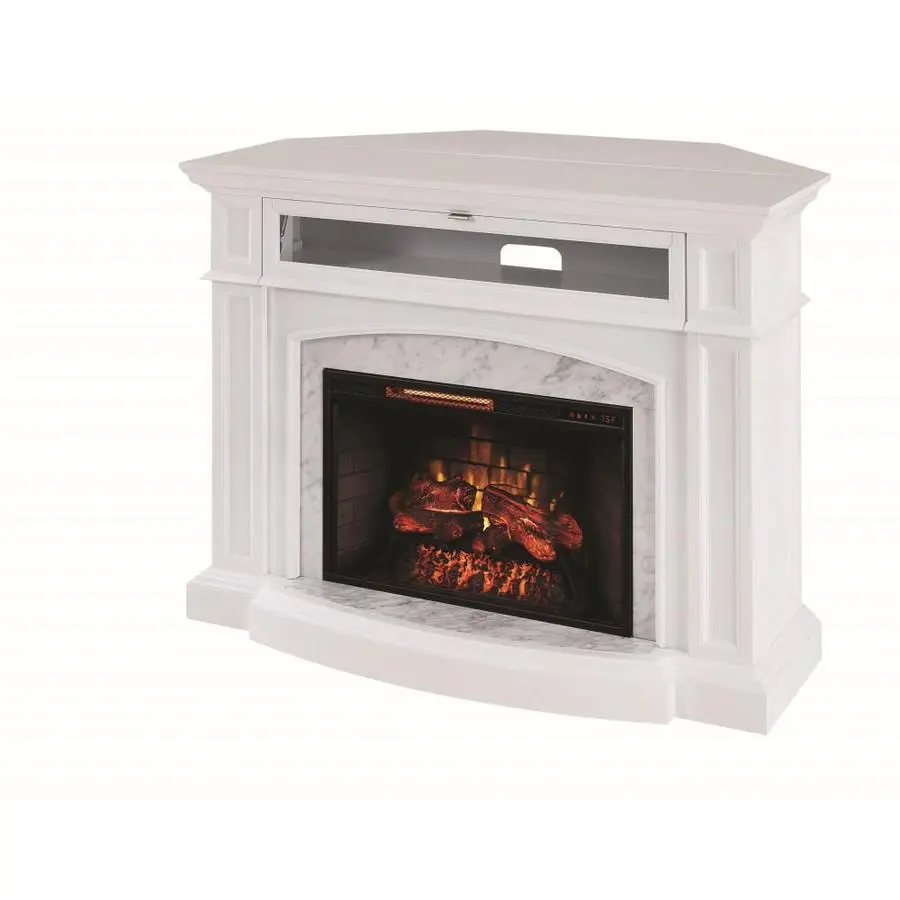 White Adjustable Led Flame with Remote Control Mantel Electric Fireplace, Wood Surround Firebox Freestanding Electric Fireplace