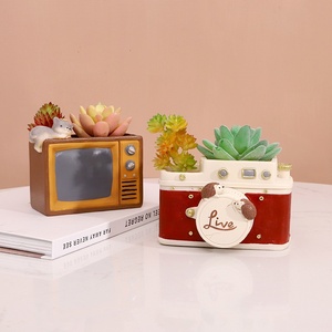 <span class=keywords><strong>Mini</strong></span>-pots <span class=keywords><strong>de</strong></span> fleurs rétro en résine pour jardinage DIY à domicile – Durables et résistants à la corrosion pour succulentes, utilisation sur bureau et au sol - Product Image 2