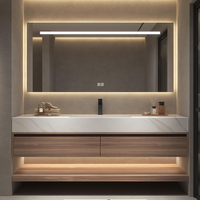Meuble-lavabo de salle de bain avec vasque et plan de travail, design moderne personnalisé, fabrication chinoise directe, prêt à assembler (RTA), fournisseur chinois