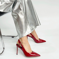 Chaussures à talon fin et élégant pour femme, avec boucle latérale pointue rouge, souples et ajustables, idéales pour le bureau et les banquets.