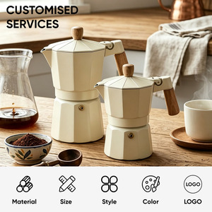 หม้อกาแฟโมก้าพอต ขนาด 150/300 มล. ผลิตจากอลูมิเนียมอัลลอยด์คุณภาพสูง เกรดสำหรับอาหาร พร้อมด้ามจับไม้ ใช้กับเตาแก๊สและครัวเรือน - Product Image 4