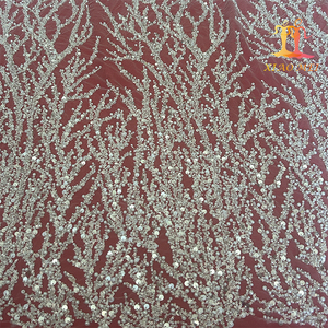 Tissu en dentelle de maille écologique de haute qualité 100 % polyester, fantaisie, brodé, de luxe, blanc nacré, avec sequins, pour mariage, <span class=keywords><strong>Xiao</strong></span> <span class=keywords><strong>Mei</strong></span> - Product Image 1