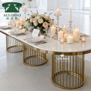 Table à manger moderne convertible luxueuse en laiton doré pour 8 personnes, pour mariage, maison, hôtel - Product Image 3