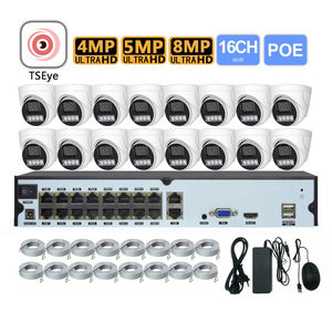 Caméra dôme POE TSEye 16CH 8MP 4K avec vision nocturne couleur, prise en charge du kit NVR P2P, système de surveillance par caméra de sécurité réseau CCTV - Product Image 1