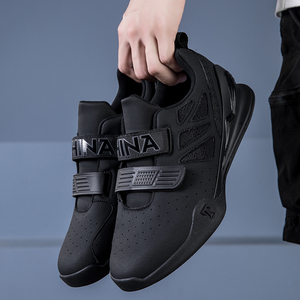 Chaussures de musculation pour hommes et femmes, baskets d'entraînement pour squats, chaussures de sport athlétiques basses à fermeture auto-agrippante en cuir microfibre, légères - Product Image 5