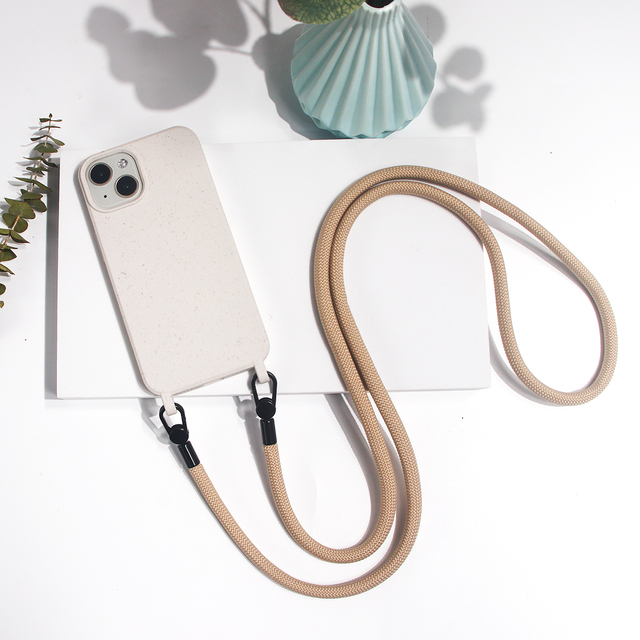 PLA Wheat Straw Crossbody Lanyard Biodegradable Eco Friendly Phone Case Con Correa Custom Premium Quality Phone Case