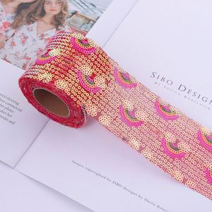 Ruban à paillettes arc-en-ciel personnalisé de 3,8 cm de large et de 5 m de long pour la décoration de fêtes d'enfants, l'emballage de cadeaux, les costumes de festivals et de spectacles - Product Image 4